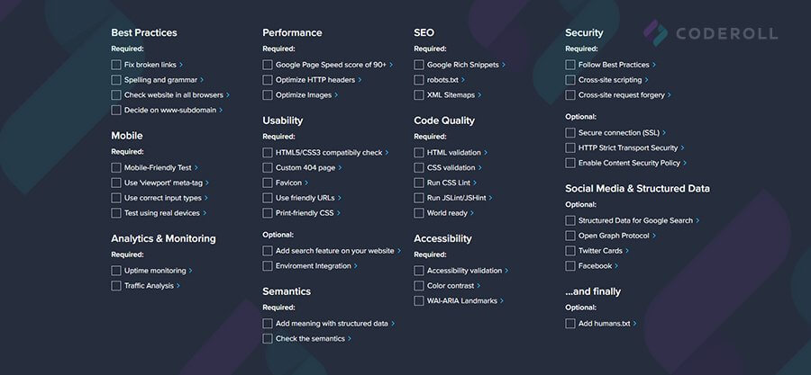 Web Developer Checklist